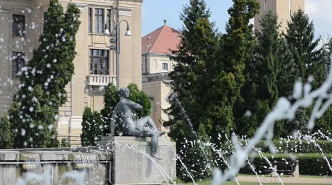 Statue with it's Fountain Stock Footage 60658764