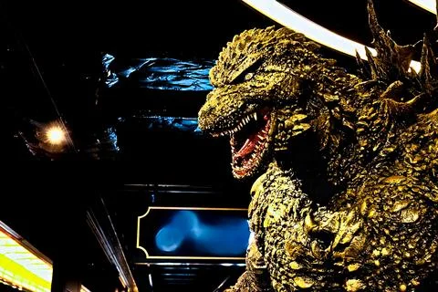 Statue of the Japanese version of Godzilla 스톡 사진