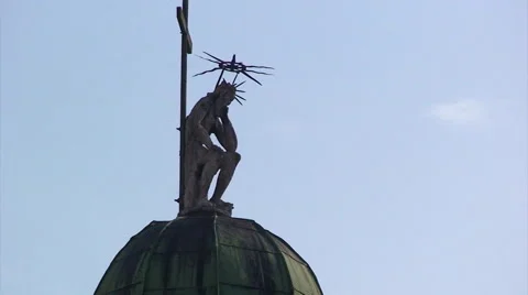 Statue of Jesus Christ sitting down Stock Footage 52037410