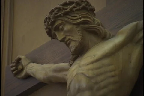 Statue of Jesus on Cross Stock Footage 298416