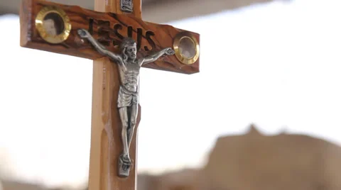 Statue of Jesus on the cross Stock Footage 32156249