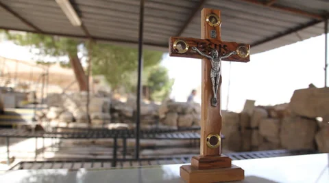 Statue Jesus on the cross Stock Footage 32156257