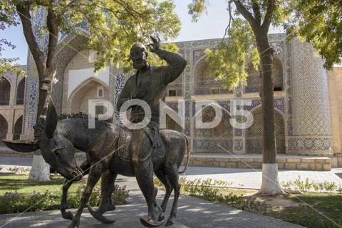 Statue of Khodja Nasreddin, Bukhara, Uzbekistan Stock Photos