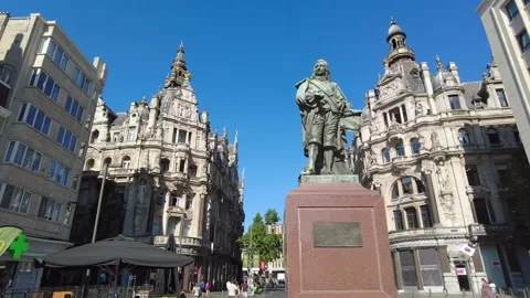 Statue of King Albert on a square Stock Footage 228945152