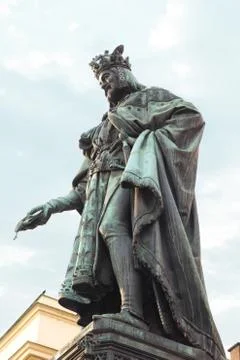 Statue of king Charles, Prague Stock Photos
