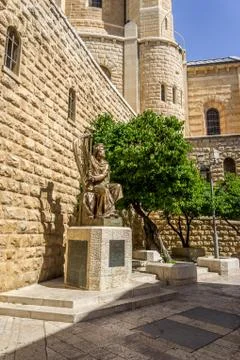 The statue of King David playing the harp in Jerusalem, Israel Stock Photos