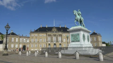 Statue of King Fredrik V - Amalienborg Palace - Copenhagen Denmark Stock Footage 54108556