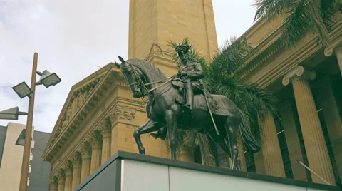 Statue of King George V in Front of Museum of Brisbane , King George Square, Stock Footage 61628142