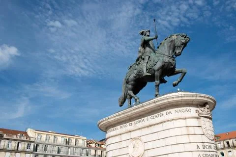Statue of King John I in Lisbon, Portugal Stock Photos
