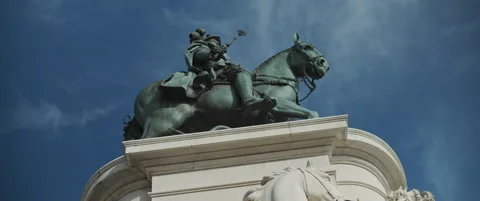 The statue to King Jose in Lisbon Stock Footage 151354516