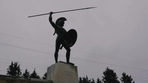 A Statue of King Leonidas, in Greece. Video stock 150600412