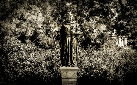 Statue of King Samuel in Sofia in black and white colors Stock Photos