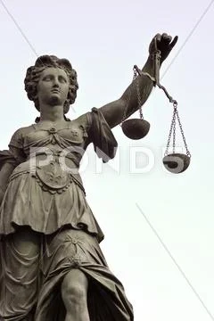 Statue of lady justice in frankfurt germany Stock Photos