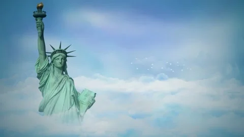 Statue of Liberty Above the Clouds 4K Loop Stock Footage 147103087