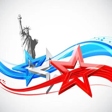 Statue of Liberty with American Flag Stock Illustration