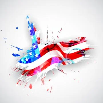 Statue of Liberty with American Flag Stock Illustration
