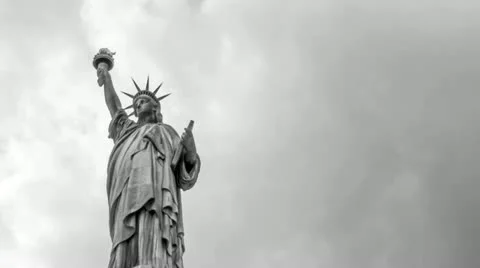 Statue of Liberty Archival Black and White Old Film USA US United States America Stock Footage