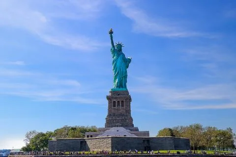 The Statue of Liberty back light Stock Photos