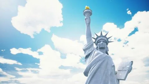 Statue of Liberty on the background of blue sky 3D rendering Stock Illustration