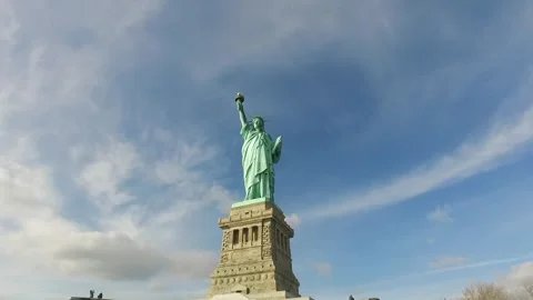 Statue of Liberty Close-Up Under Clear Blue Sky Stock Footage 311557643