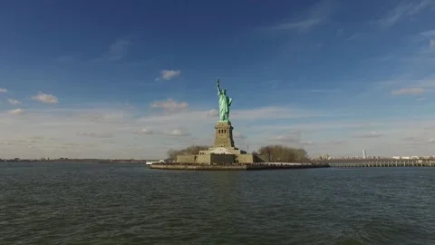 Statue of Liberty Close-Up Under Clear Blue Sky Stock Footage 311558483