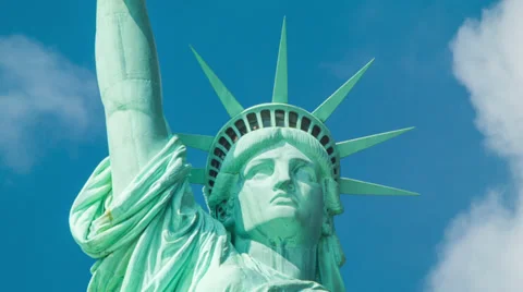 Statue of Liberty - Close-up with Visitors in Crown Stock Footage 39375738