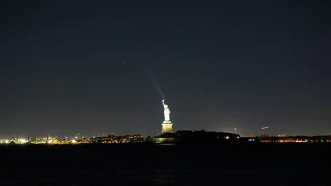Statue of Liberty Comet Night Timelapse Stock Footage 288795428