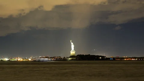 Statue of Liberty Comet Night Timelapse Stock Footage 288795903