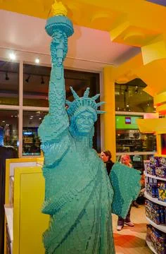 Statue of Liberty Created with Small Bricks in a Toy Store in New York City Stock Photos
