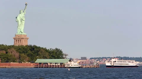 Statue Of Liberty Cruises Stock Footage 41590387