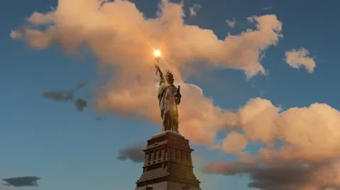 Statue of Liberty destroyed animation Stock Footage 10866421