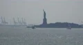 Statue of Liberty In The Distance Seaport In Background 4k or 4k+ Resolution