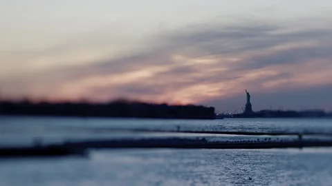 Statue of Liberty at Dusk Stock Footage 86183939
