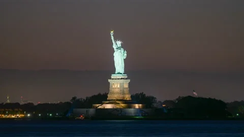 Statue of Liberty Dusk Stock Footage 156530676