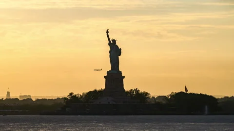 Statue of Liberty Evening Timelapse Stock Footage 156564273