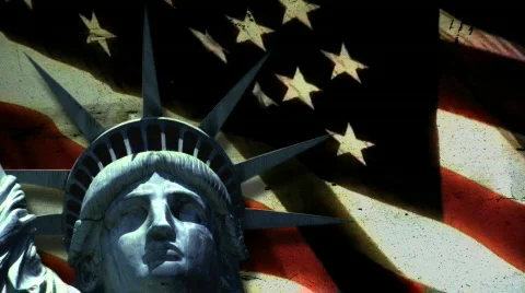 Statue of Liberty in front of US Flag Vidéo 663281