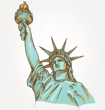 Statue of liberty hand dawn Stock Illustration