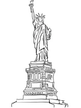 The Statue of Liberty hand drawn vector Stock Illustration