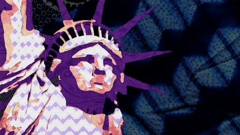 Statue of Liberty hand made pop art stop motion cartoon seamless loop animation Stock-Footage 83274868