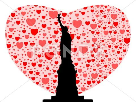 Statue of liberty with heart Stock Illustration