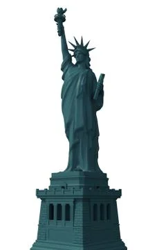 Statue of liberty isolated on solid white background 3d illustration イラスト素材
