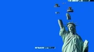 Statue Of Liberty Jumpy Glitch On Chroma Key Blue Screen Display Seamless Loop Stock Footage