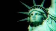 Statue Of Liberty On Jumpy Glitch Old Lcd Led Computer Screen Display Seamless Stock Footage