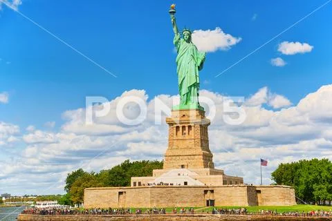 Statue of Liberty (Liberty Enlightening the world) near New York. Stock Photos