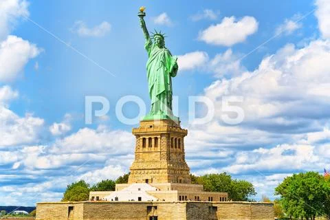 Statue of Liberty (Liberty Enlightening the world) near New York. Stock Photos