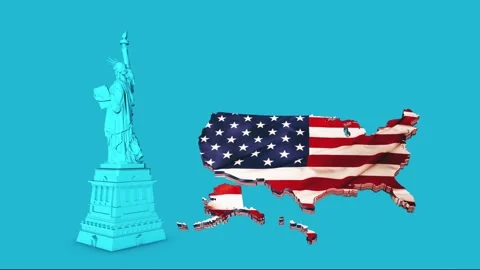 Statue of Liberty Map Blue Stock Footage 154632574