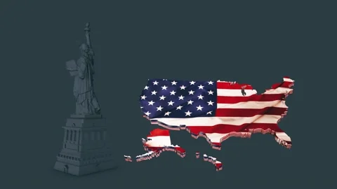 Statue of Liberty Map Gray Stock Footage 154632397