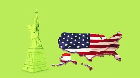Statue of Liberty Map Green Stock Footage 154634356