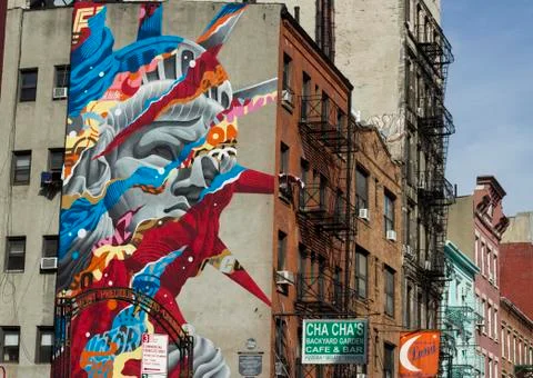 Statue of Liberty mural in New York Stock Photos