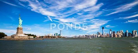 The statue of liberty, new york and jersey city Stock Photos